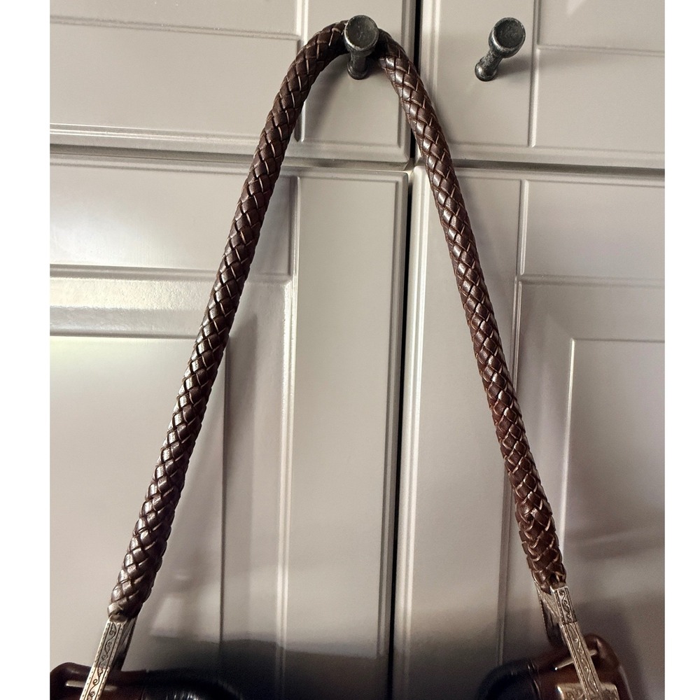 Brighton Vintage Charlotte Pebbled Leather Shoulder Purse, Brown Black,OS - Picture 8 of 10